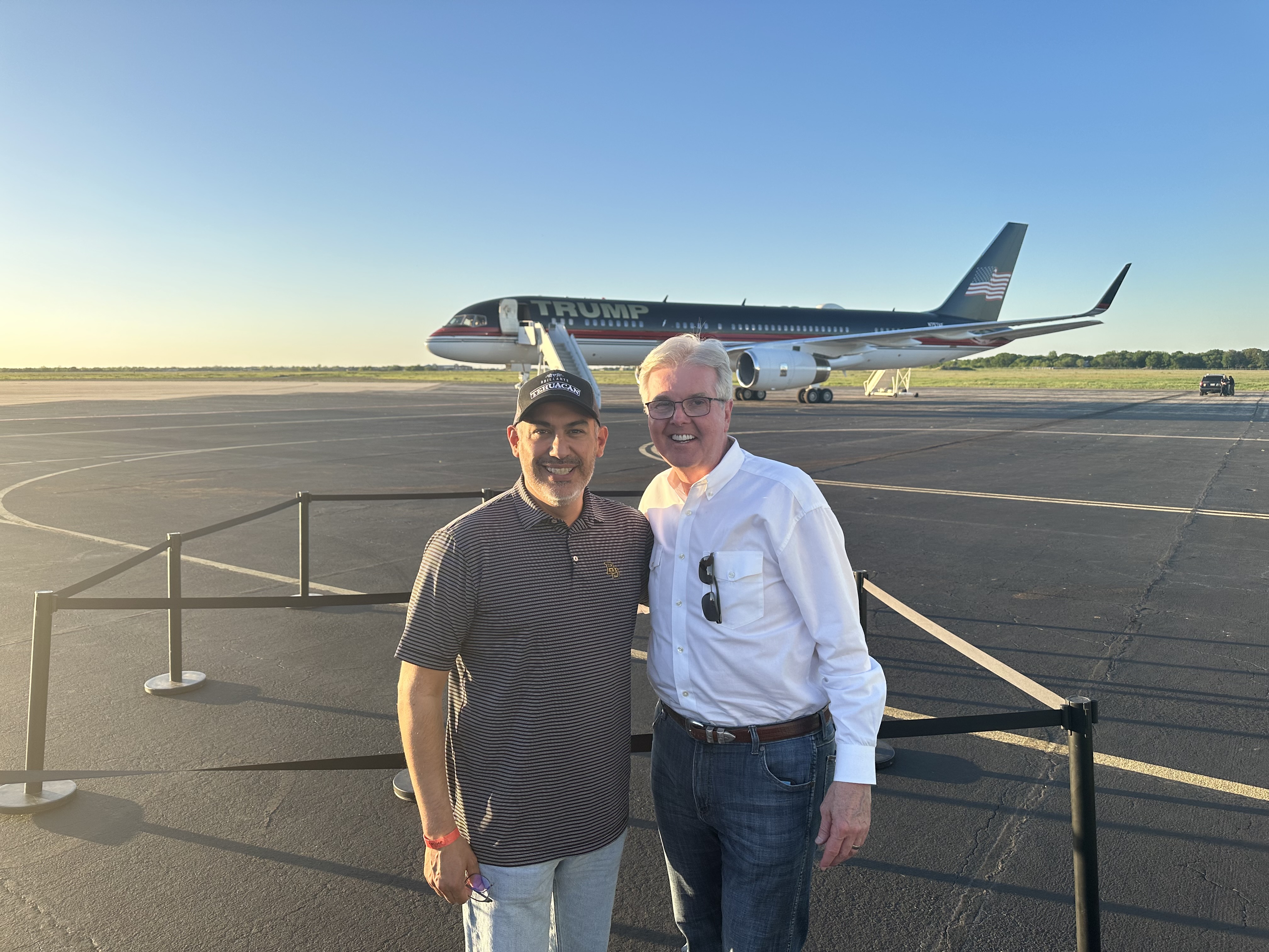 With Lt. Gov. Dan Patrick on the tarmac